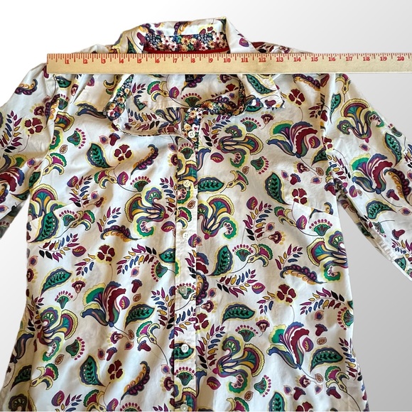 Talbots Paisley Floral Print Button-Up Shirt w/ Contrast Flip Cuff in Small - Picture 7 of 10
